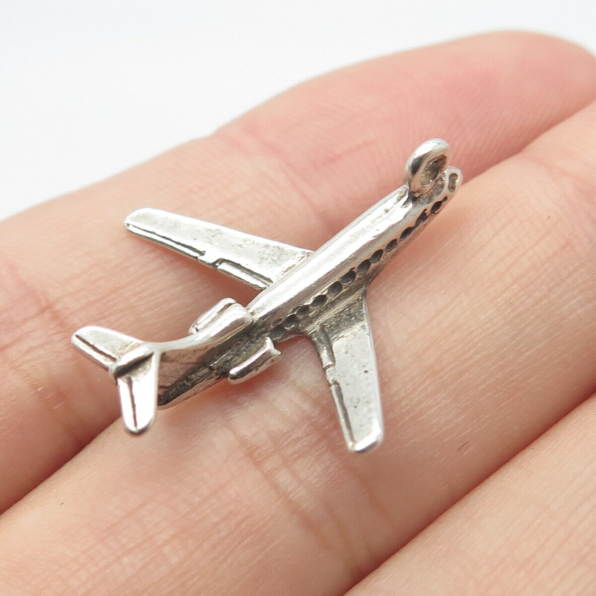 925 Sterling Silver Vintage Airplane Pendant