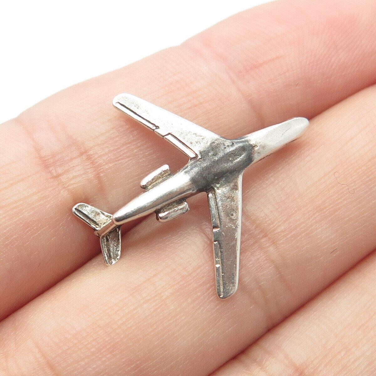 925 Sterling Silver Vintage Airplane Pendant