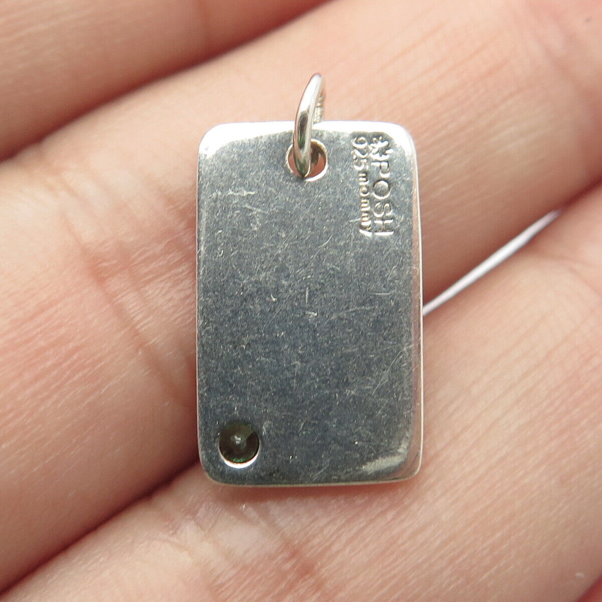 925 Sterling Silver POSH Mommy Green C Z "Kyle" Personalized Charm Pendant