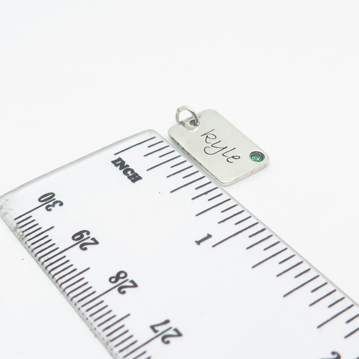 925 Sterling Silver POSH Mommy Green C Z "Kyle" Personalized Charm Pendant