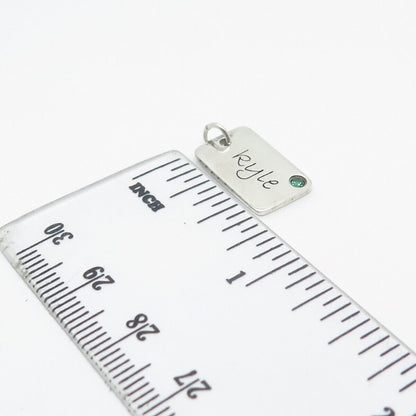 925 Sterling Silver POSH Mommy Green C Z "Kyle" Personalized Charm Pendant