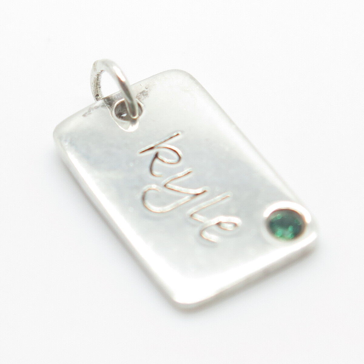 925 Sterling Silver POSH Mommy Green C Z "Kyle" Personalized Charm Pendant