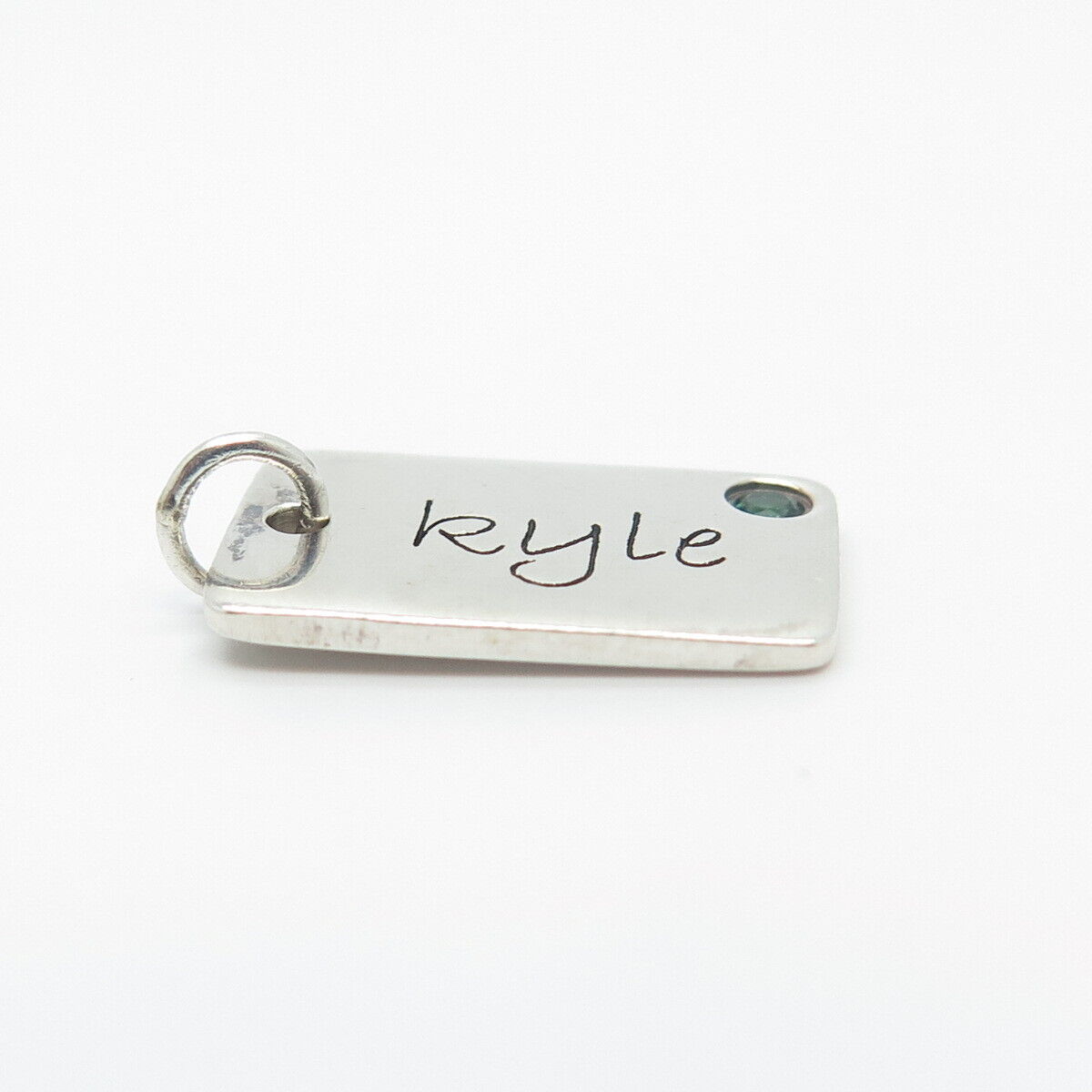 925 Sterling Silver POSH Mommy Green C Z "Kyle" Personalized Charm Pendant
