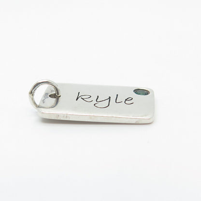 925 Sterling Silver POSH Mommy Green C Z "Kyle" Personalized Charm Pendant