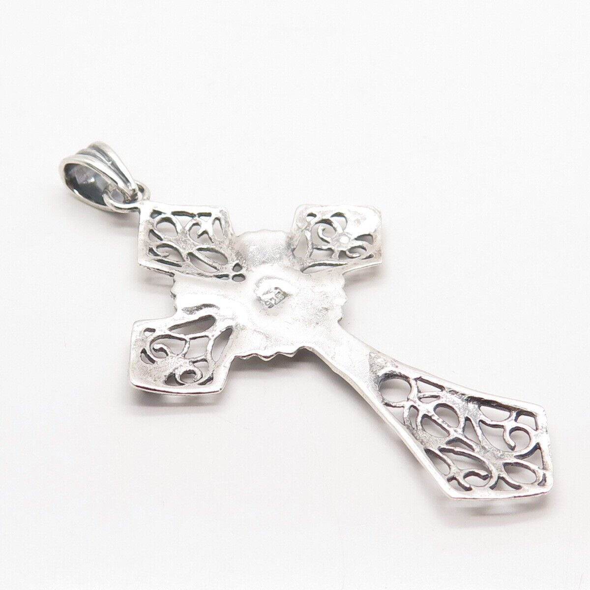 925 Sterling Silver Vintage Ornate Religious Cross Pendant