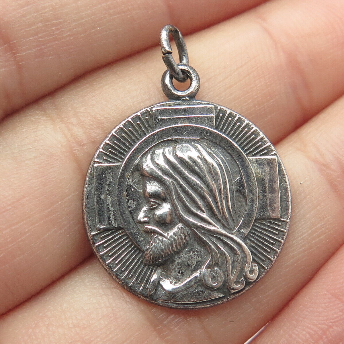 925 Sterling Silver Vintage Hayward Jesus I Am A Protestant Round Pendant