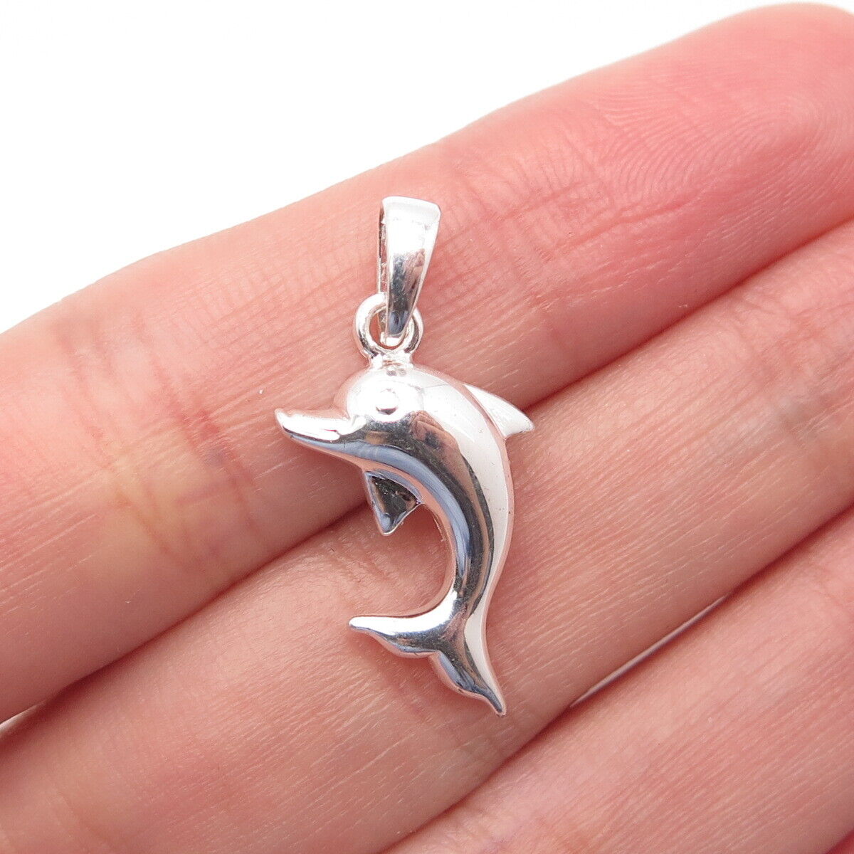 925 Sterling Silver Vintage Friendly Dolphin Pendant