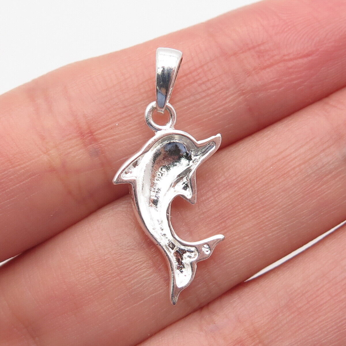 925 Sterling Silver Vintage Friendly Dolphin Pendant