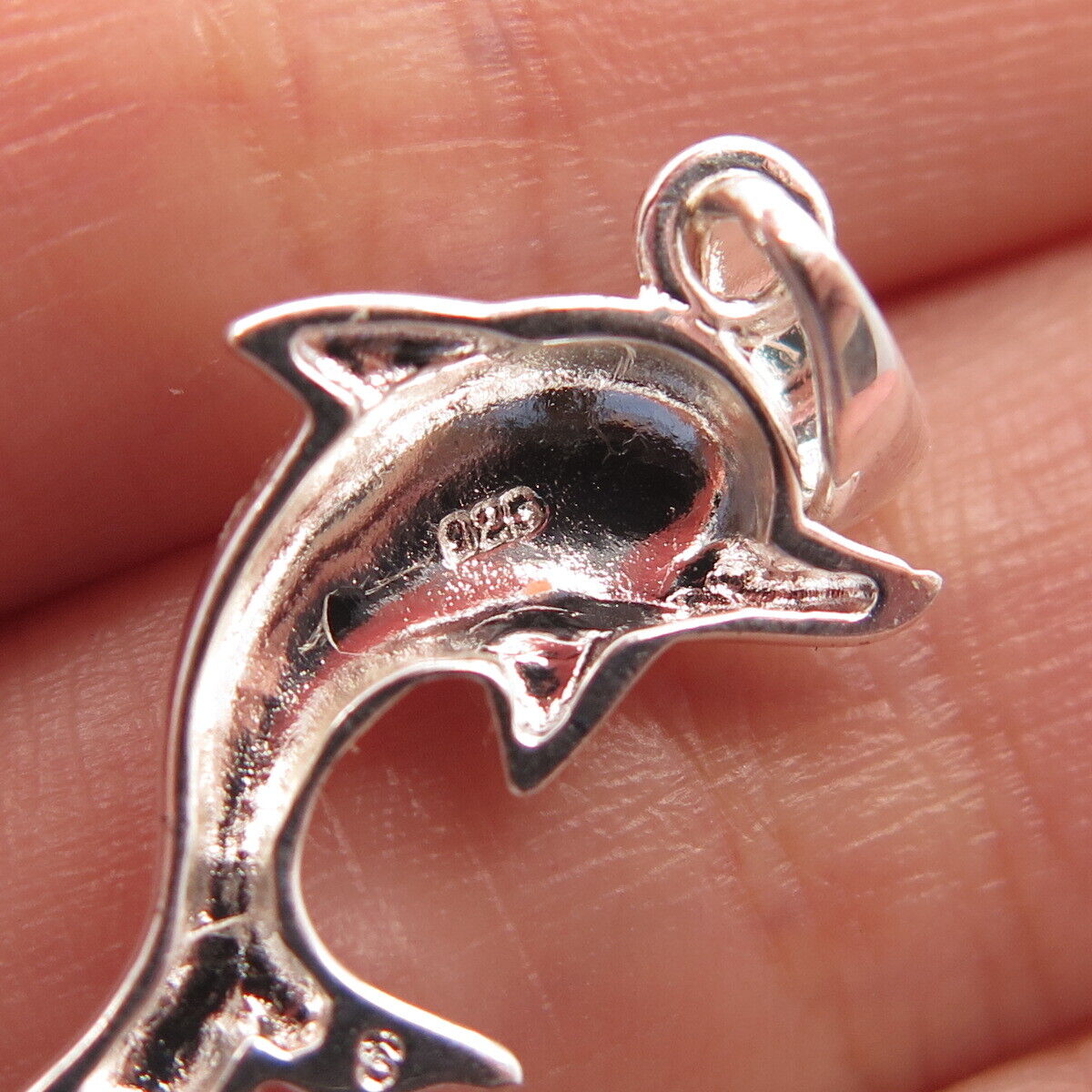 925 Sterling Silver Vintage Friendly Dolphin Pendant