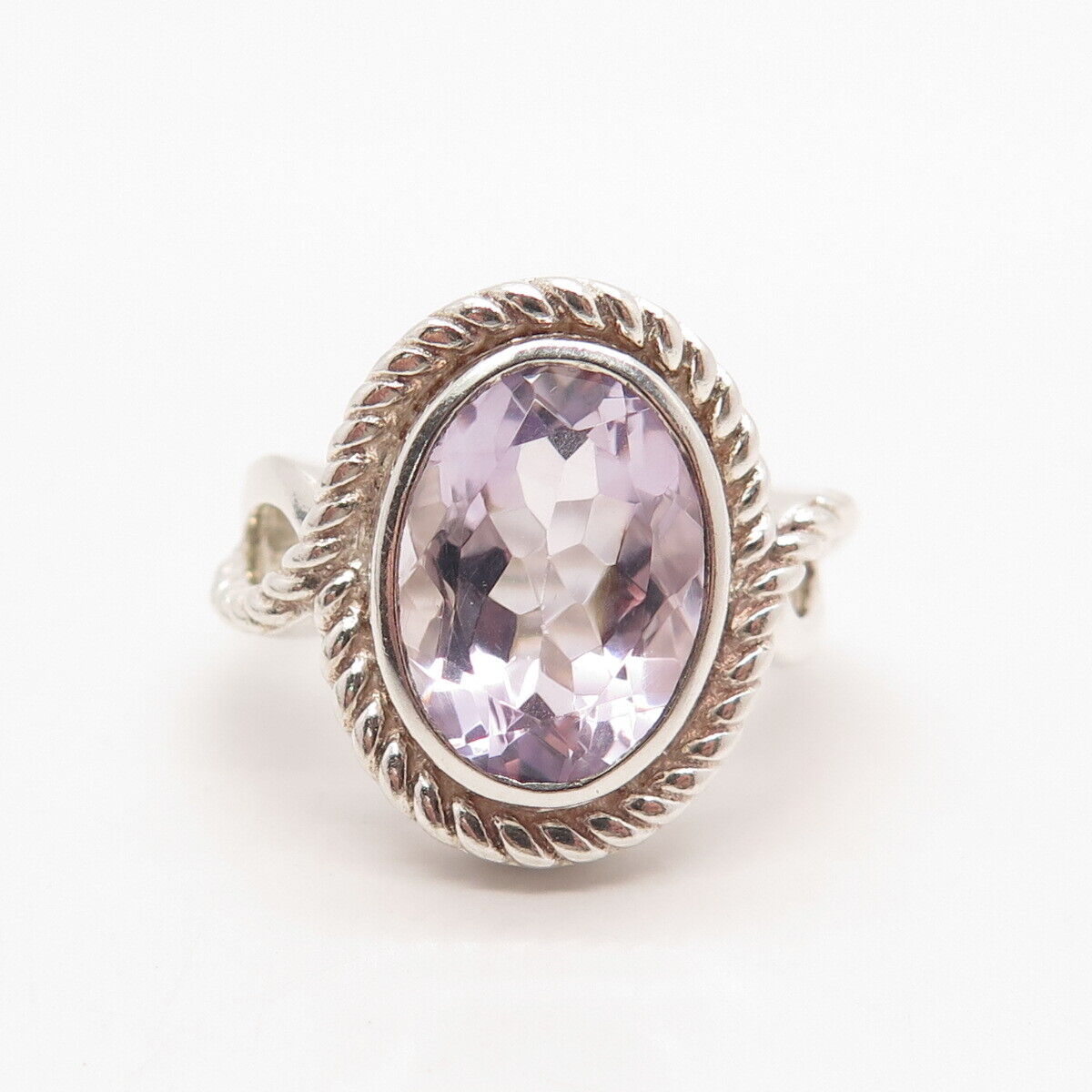 925 Sterling Silver Vintage Real Amethyst Gemstone Ring Size 7.25