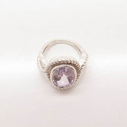 925 Sterling Silver Vintage Real Amethyst Gemstone Ring Size 7.25