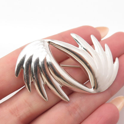 925 Sterling Silver Vintage Modernist Ribbed Pin Brooch