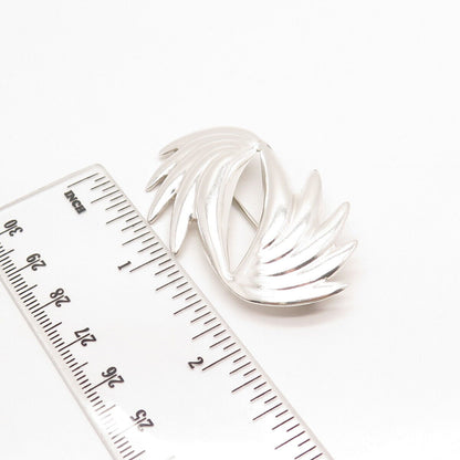 925 Sterling Silver Vintage Modernist Ribbed Pin Brooch