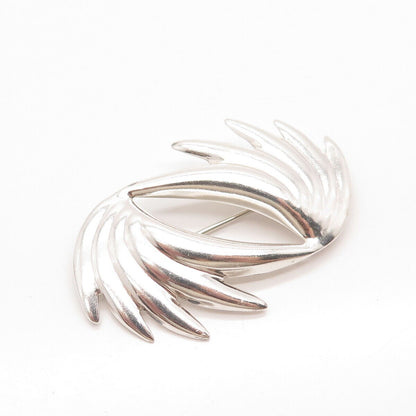 925 Sterling Silver Vintage Modernist Ribbed Pin Brooch