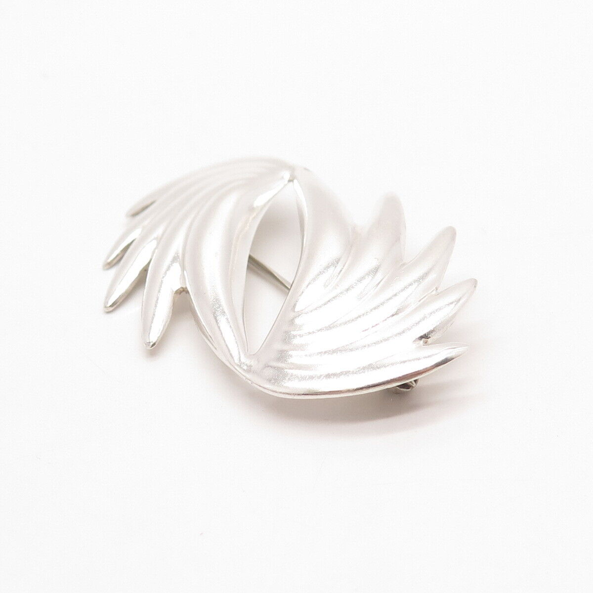 925 Sterling Silver Vintage Modernist Ribbed Pin Brooch