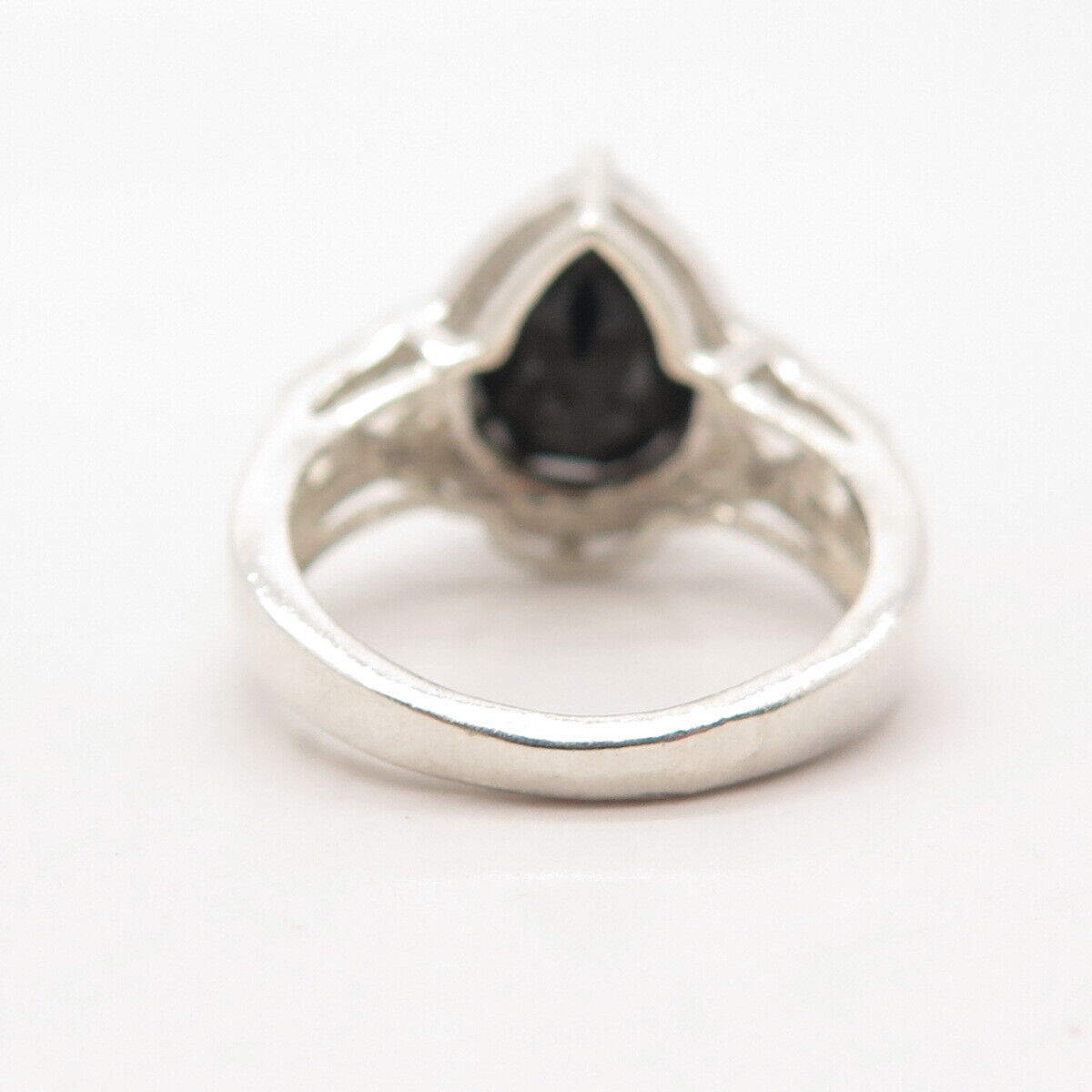 925 Sterling Silver Real Black Spinel Gemstone Ring Size 7