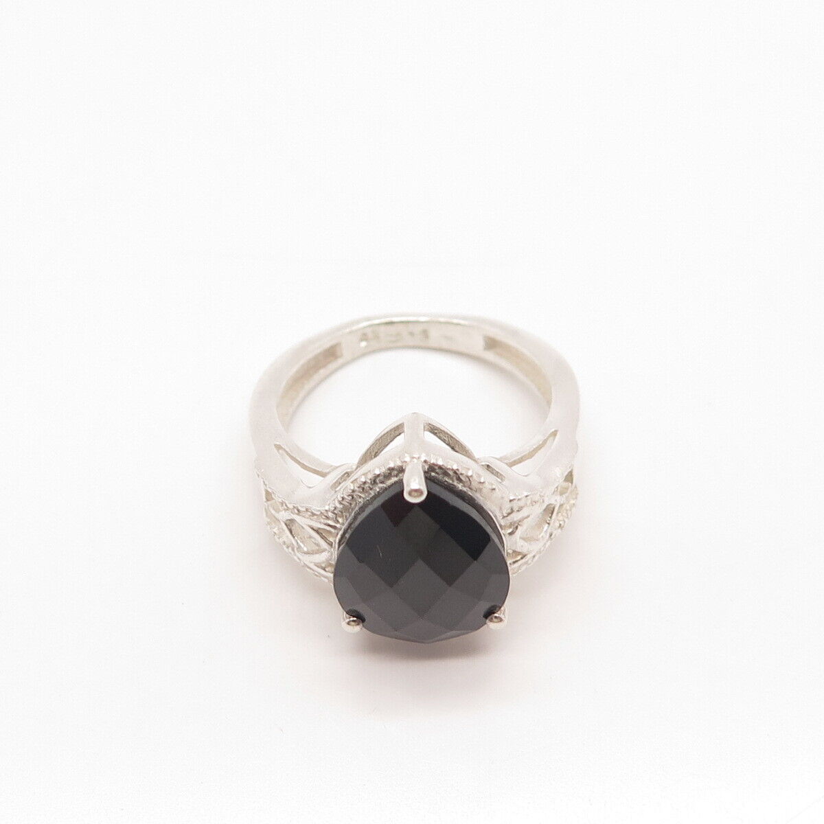 925 Sterling Silver Real Black Spinel Gemstone Ring Size 7