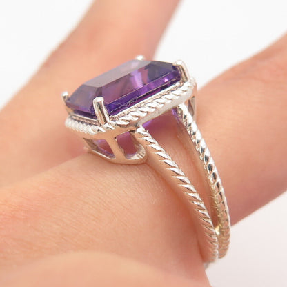 925 Sterling Silver Real Amethyst Gemstone Ring Size 7