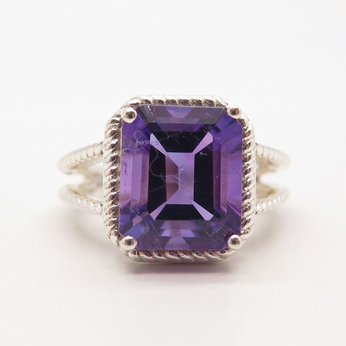 925 Sterling Silver Real Amethyst Gemstone Ring Size 7