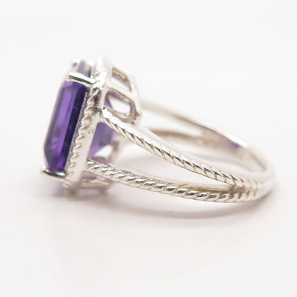 925 Sterling Silver Real Amethyst Gemstone Ring Size 7