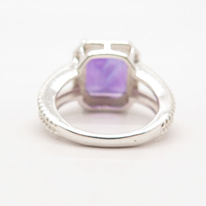 925 Sterling Silver Real Amethyst Gemstone Ring Size 7