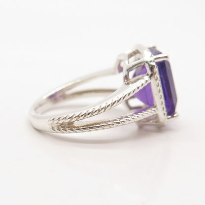 925 Sterling Silver Real Amethyst Gemstone Ring Size 7