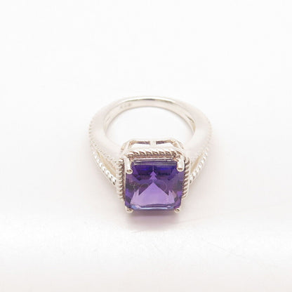 925 Sterling Silver Real Amethyst Gemstone Ring Size 7