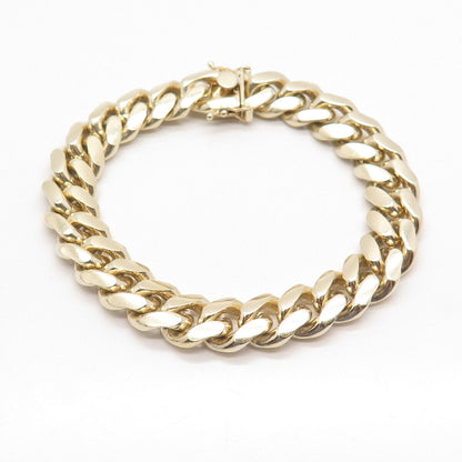 925 Sterling Silver Gold Plated Vintage Italy Cuban Link Bracelet 8"