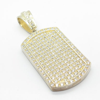 925 Sterling Silver Gold Plated C Z Rectangle Pendant