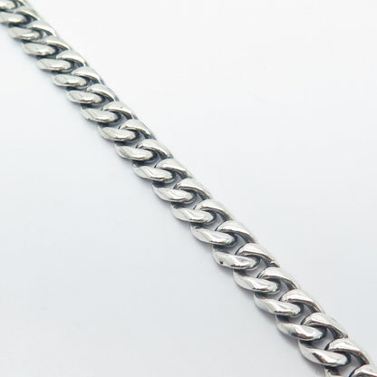 Sterling Silver Vintage Mexico Handmade Cubian Curb Link Chain Bracelet 7