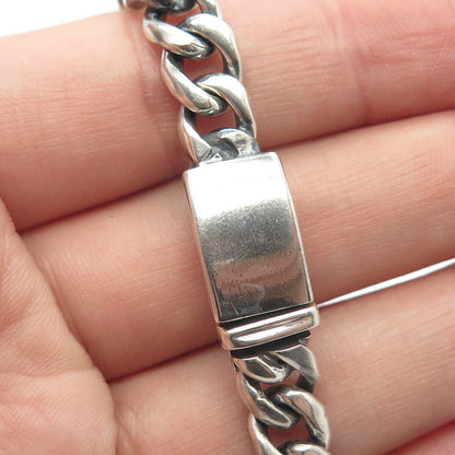 Sterling Silver Vintage Mexico Handmade Cubian Curb Link Chain Bracelet 7