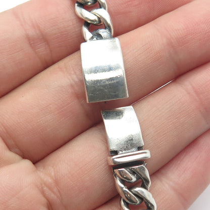 Sterling Silver Vintage Mexico Handmade Cubian Curb Link Chain Bracelet 7