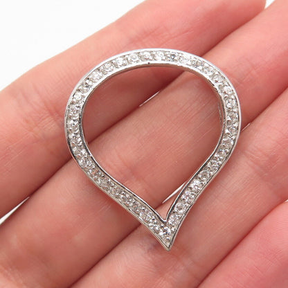 925 Sterling Silver Pave C Z Slide Pendant