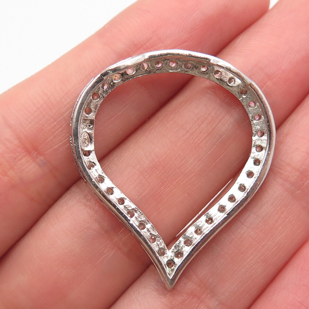 925 Sterling Silver Pave C Z Slide Pendant