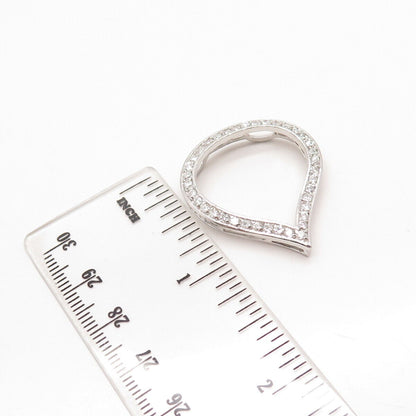 925 Sterling Silver Pave C Z Slide Pendant