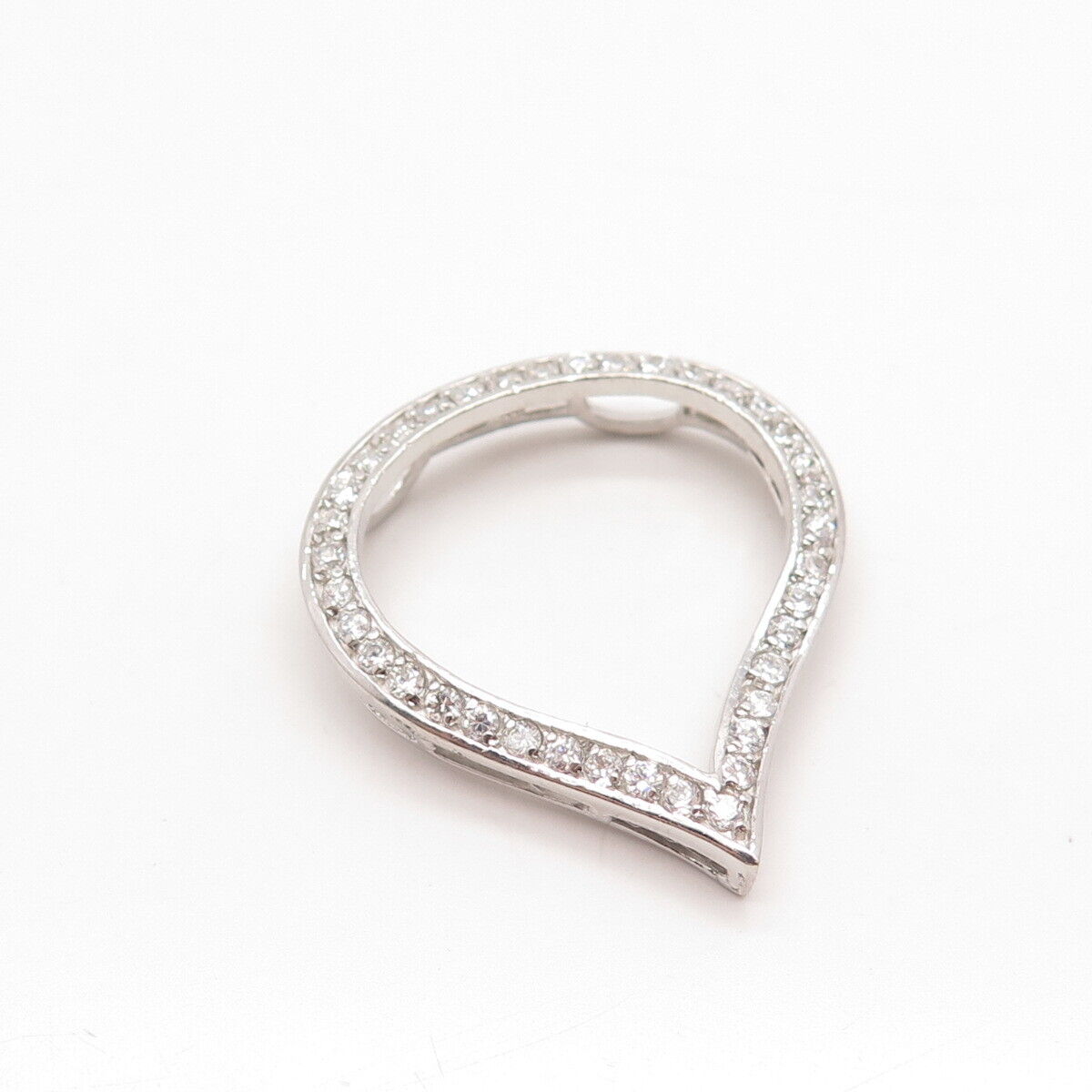 925 Sterling Silver Pave C Z Slide Pendant