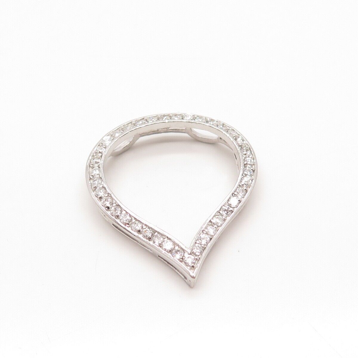 925 Sterling Silver Pave C Z Slide Pendant