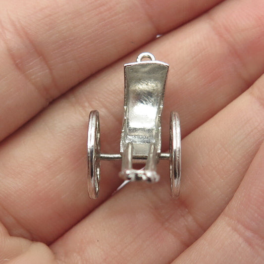 925 Sterling Silver Vintage Rickshaw Carriage Pendant