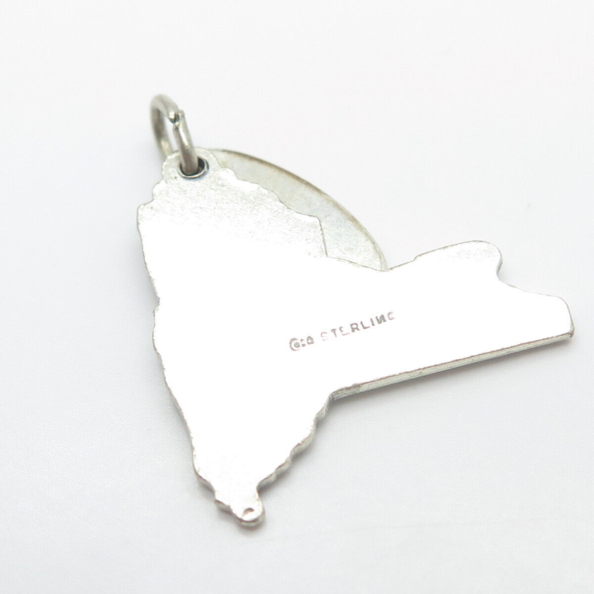 925 Sterling Silver Vintage "New York" State Map Charm Pendant