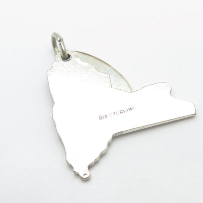 925 Sterling Silver Vintage "New York" State Map Charm Pendant