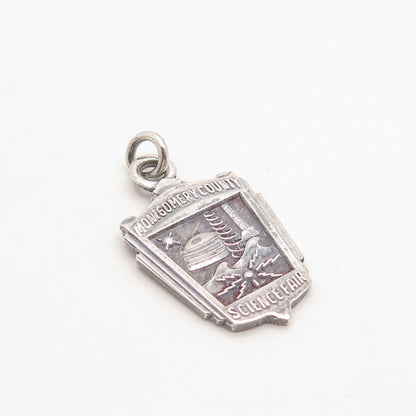 925 Sterling Silver Vintage "Montgomery County Science Fair" Charm Pendant