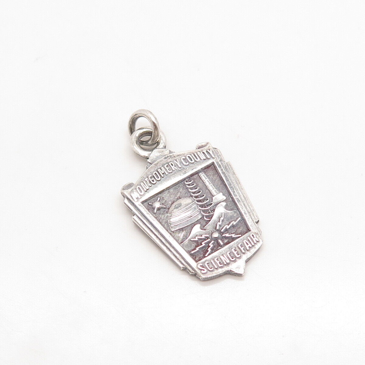 925 Sterling Silver Vintage "Montgomery County Science Fair" Charm Pendant