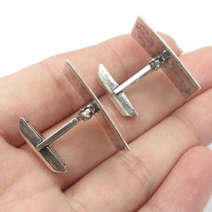 925 Sterling Silver Vintage Striped Cufflinks