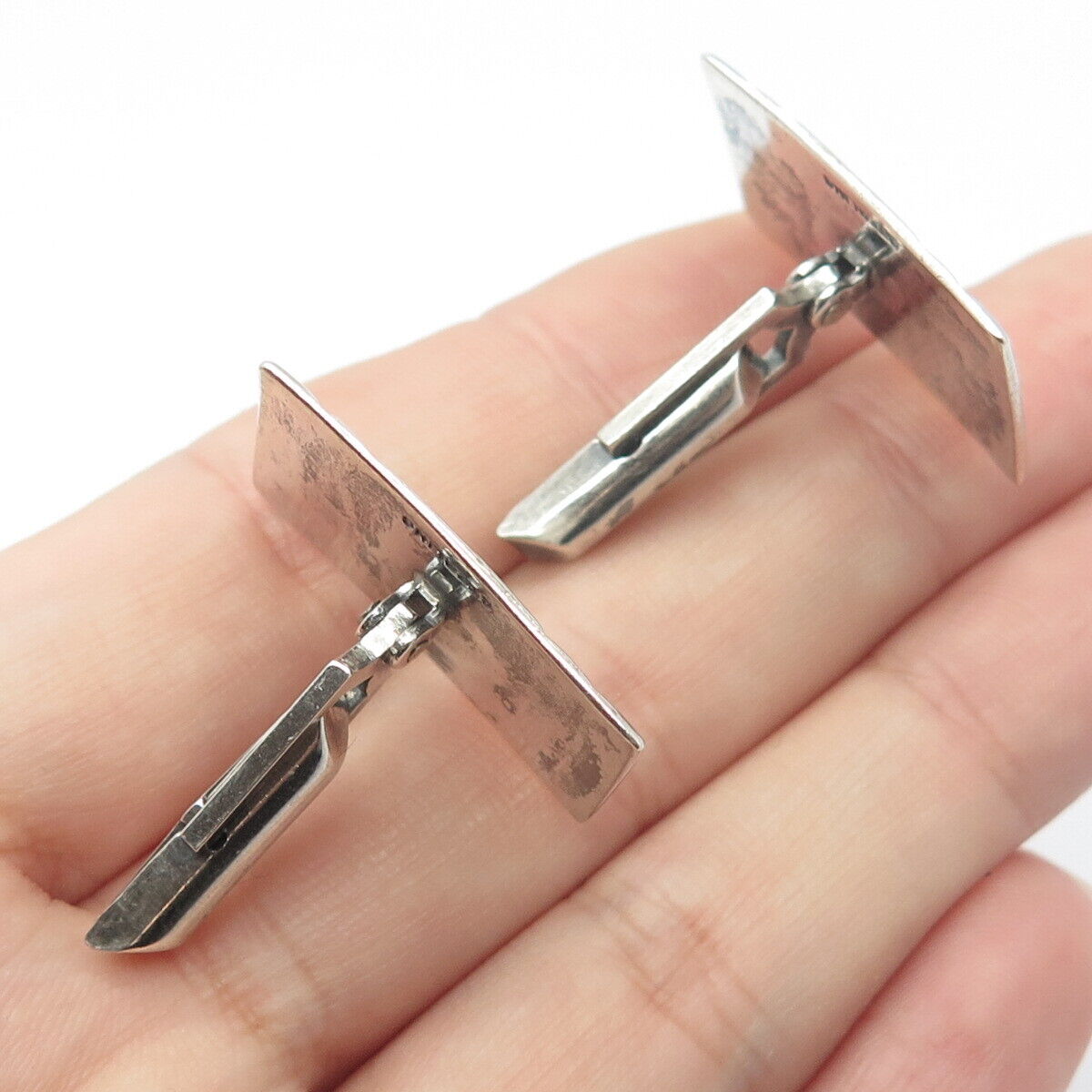 925 Sterling Silver Vintage Striped Cufflinks