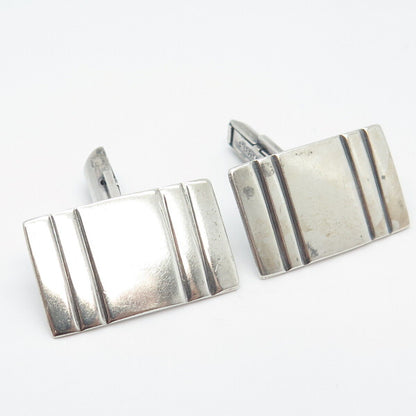 925 Sterling Silver Vintage Striped Cufflinks