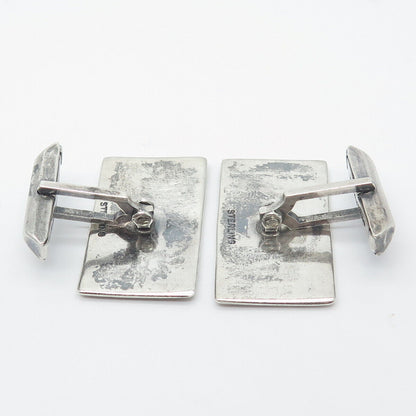 925 Sterling Silver Vintage Striped Cufflinks