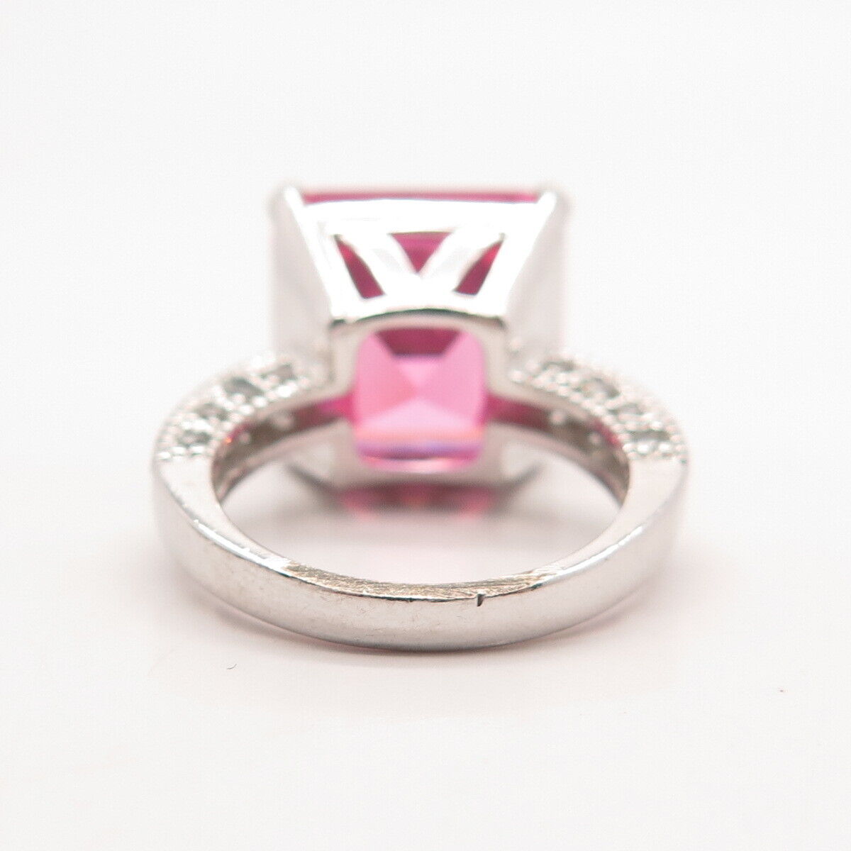 925 Sterling Silver White & Pink C Z Ring Size 6