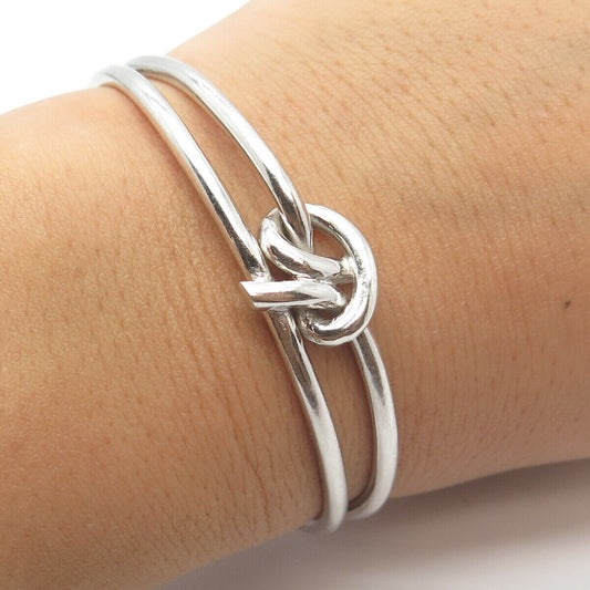 925 Sterling Silver Vintage Knot Cuff Adjustable Bracelet 6"