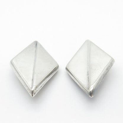 925 Sterling Silver Vintage Mexico Los Ballesteros Rhomb Clip On Earrings