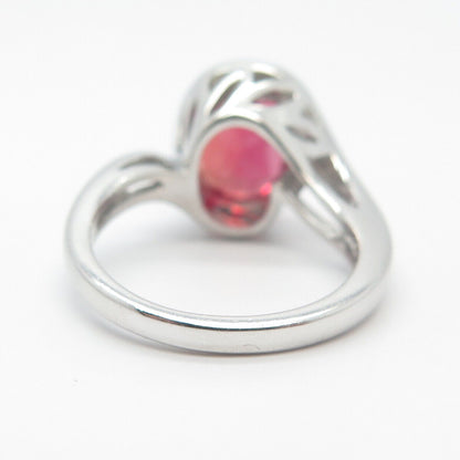 925 Sterling Silver Vintage Lab-Created Pink Sapphire Ring Size 7